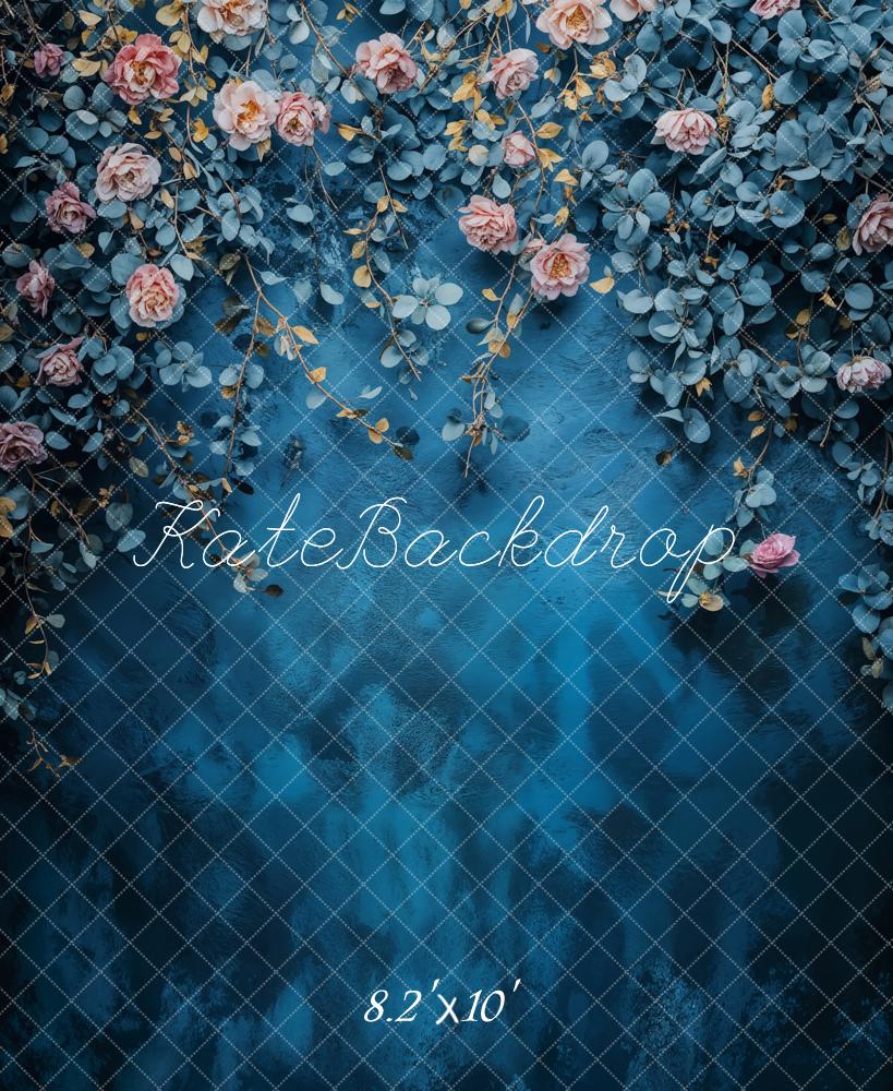 Kate Beaux-arts Fleurs Bleu Vintage Toile de fond conçue par Emetselch - Kate Backdrop FR