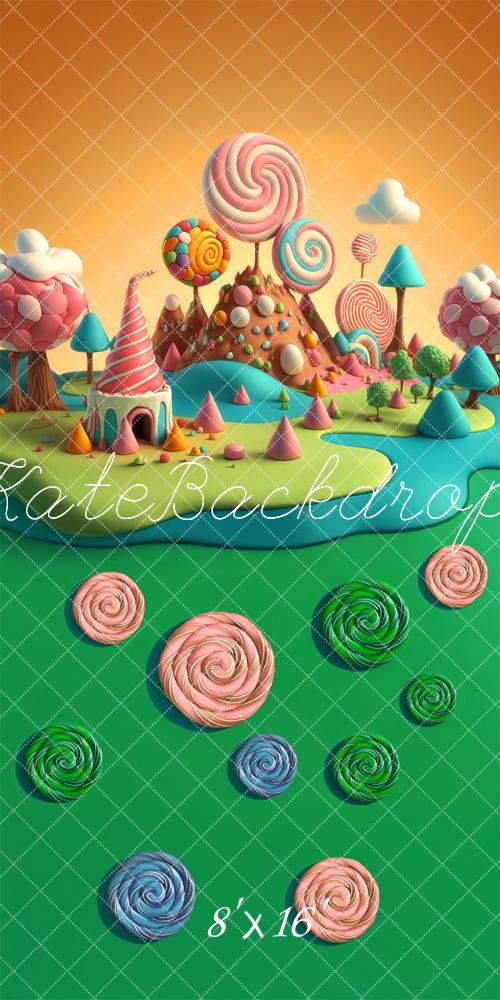 Kate Sweep Mur-à-Sol Monde des bonbons Enfant Toile de fond conçue par Laura Bybee - Kate Backdrop FR