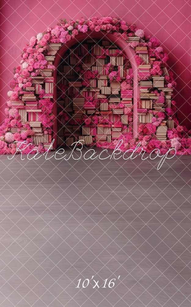 Kate Sweep Mur-à-Sol Saint-Valentin Bibliothèque Rose Toile de fond conçue par Patty Roberts - Kate Backdrop FR