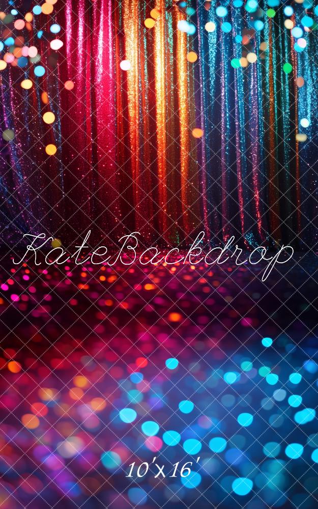 Kate Sweep Mur-à-Sol Coloré Bokeh Paillettes Rideau Toile de fond conçue par Patty Roberts - Kate Backdrop FR