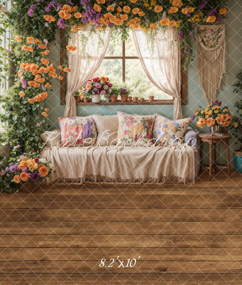 Kate Printemps Fleurs Fenêtre Canapé Toile de fond conçue par Emetselch - Kate Backdrop FR