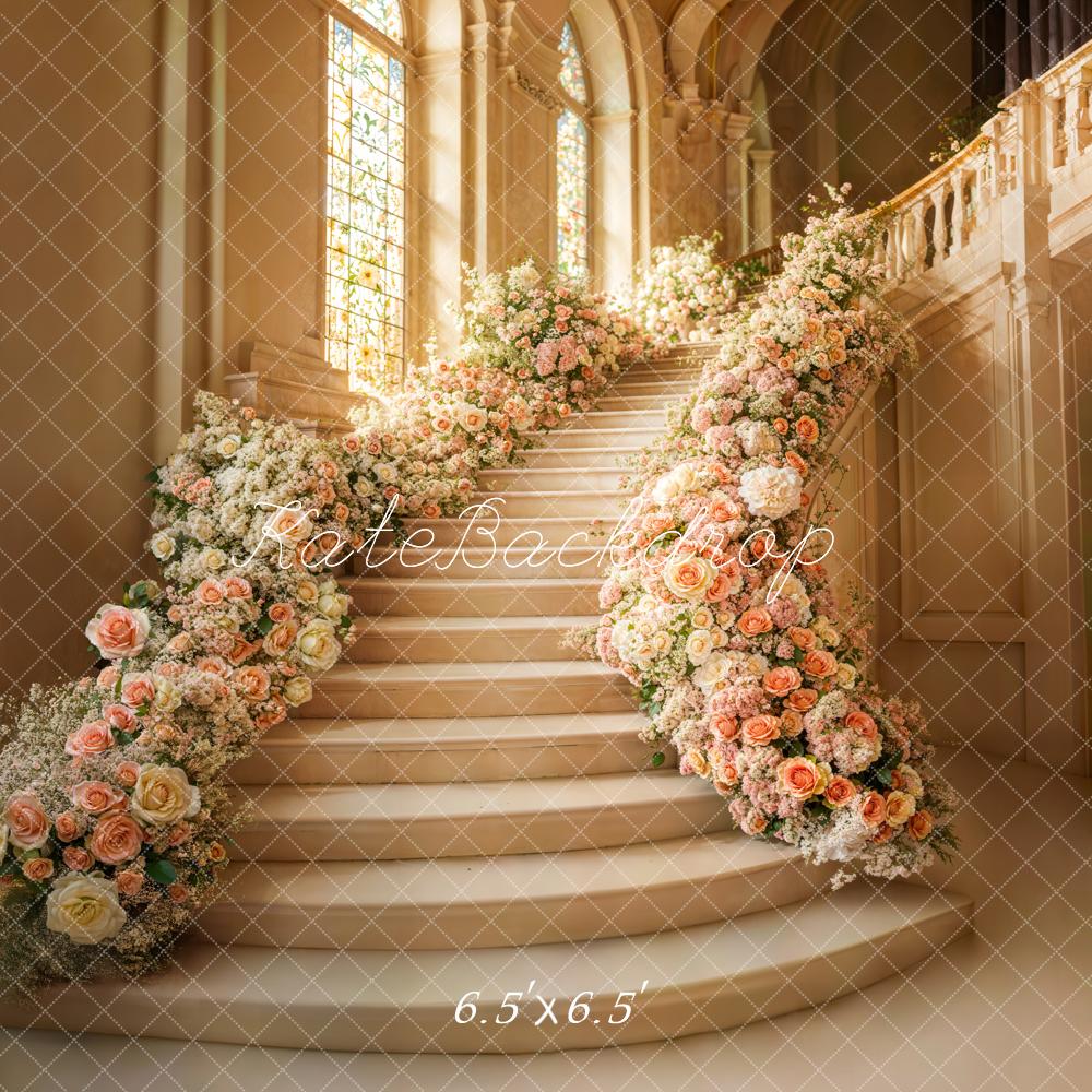 Kate Printemps Escaliers Mariage Fleurs Toile de fond conçue par Emetselch - Kate Backdrop FR