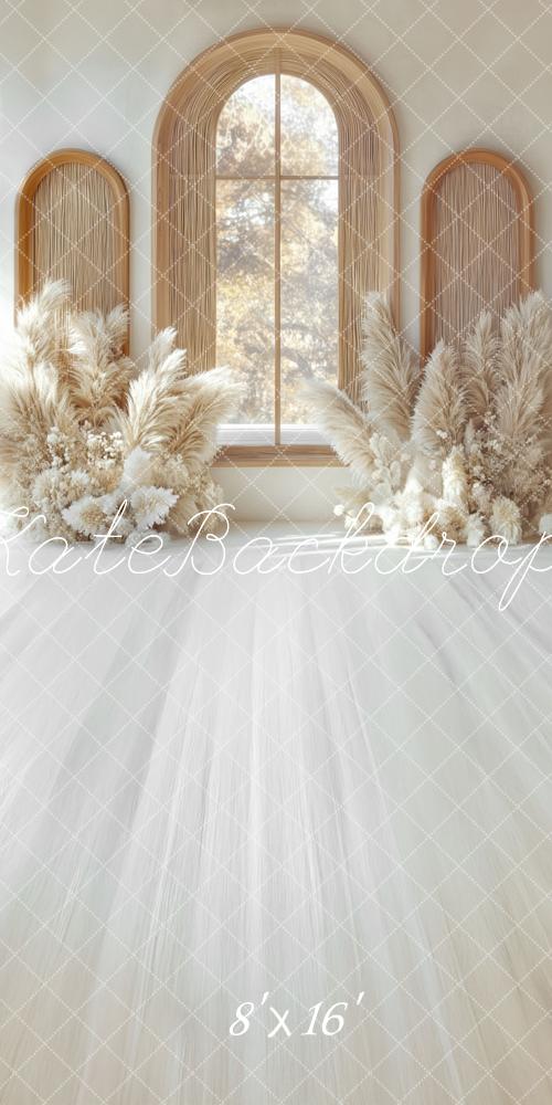 Kate Sweep Mur-à-Sol Bohème Fenêtre Herbe des Pampas Toile de fond conçue par Mini MakeBelieve - Kate Backdrop FR