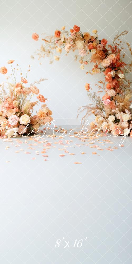 Kate Sweep Mur-à-Sol Printemps Pêche Arche Floral Toile de fond conçue par Patty Roberts - Kate Backdrop FR