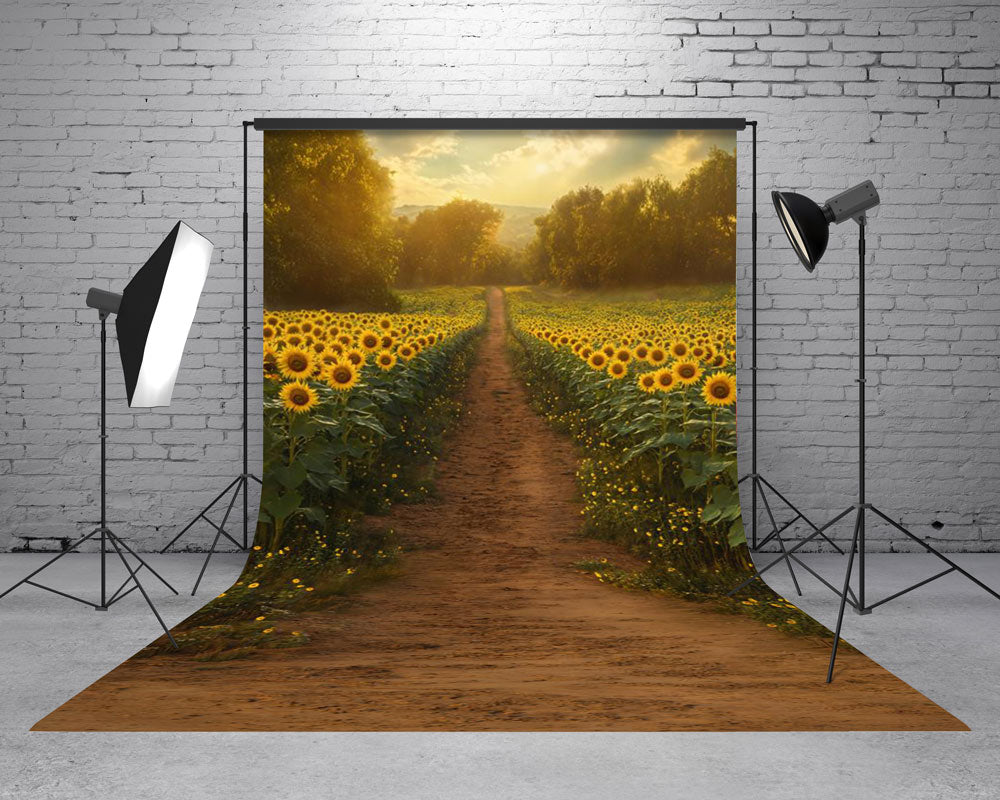 Kate Sweep Mur-à-Sol Été Tournesols Chemin Toile de fond conçue par Emetselch - Kate Backdrop FR