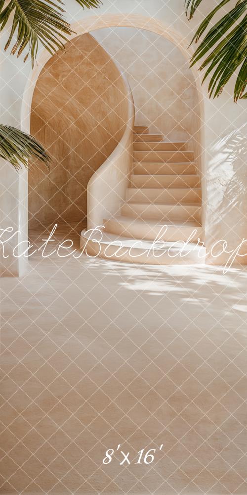 Kate Sweep Mur-à-Sol Arche Tropical Escaliers Beige Toile de fond conçue par Emetselch - Kate Backdrop FR