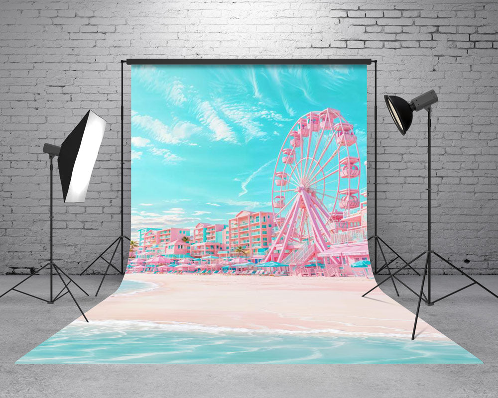 Kate Sweep Mur-à-Sol Été Plage Grande Roue Ville Toile de fond conçue par Emetselch - Kate Backdrop FR