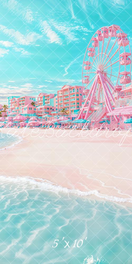 Kate Sweep Mur-à-Sol Été Plage Grande Roue Ville Toile de fond conçue par Emetselch - Kate Backdrop FR