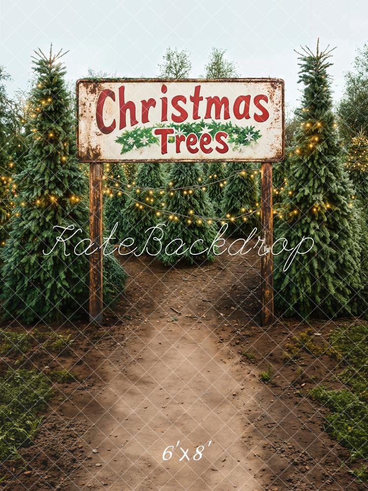 Kate Arbres de Noël Ferme Chemin Toile de fond conçue par Emetselch - Kate Backdrop FR
