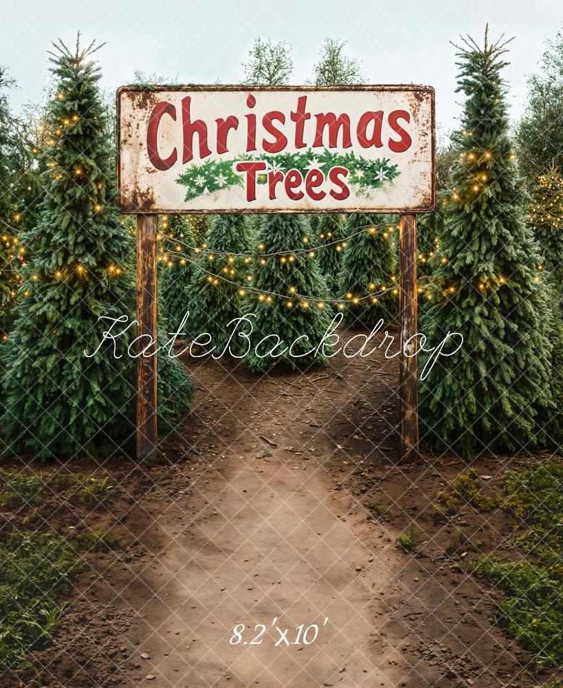 Kate Arbres de Noël Ferme Chemin Toile de fond conçue par Emetselch - Kate Backdrop FR