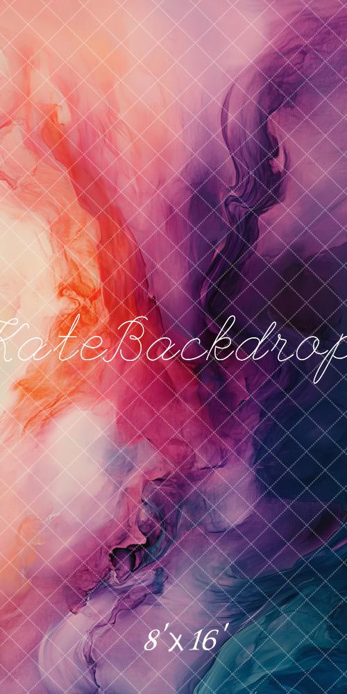 Kate Sweep Mur-à-Sol Abstrait Peinture Art Violet Rouge Toile de fond conçue par Lidia Redekopp - Kate Backdrop FR