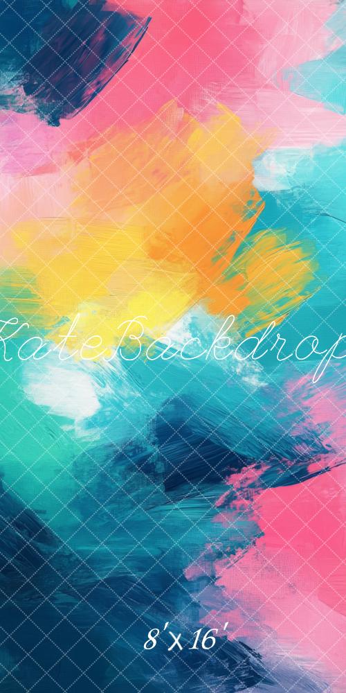 Kate Sweep Mur-à-Sol Abstrait Peinture Coloré Toile de fond conçue par Lidia Redekopp - Kate Backdrop FR