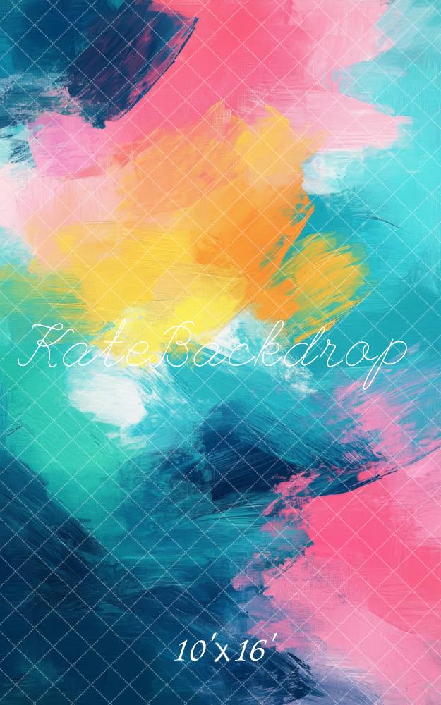 Kate Sweep Mur-à-Sol Abstrait Peinture Coloré Toile de fond conçue par Lidia Redekopp - Kate Backdrop FR