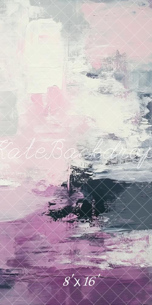 Kate Sweep Mur-à-Sol Abstrait Violet Gris Peinture Toile de fond conçue par Lidia Redekopp - Kate Backdrop FR