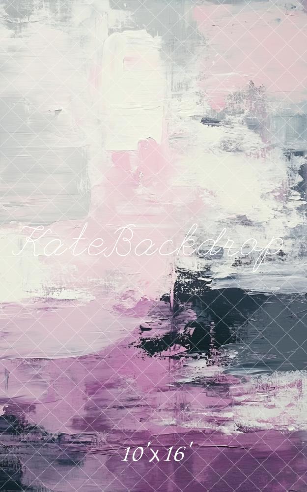 Kate Sweep Mur-à-Sol Abstrait Violet Gris Peinture Toile de fond conçue par Lidia Redekopp - Kate Backdrop FR