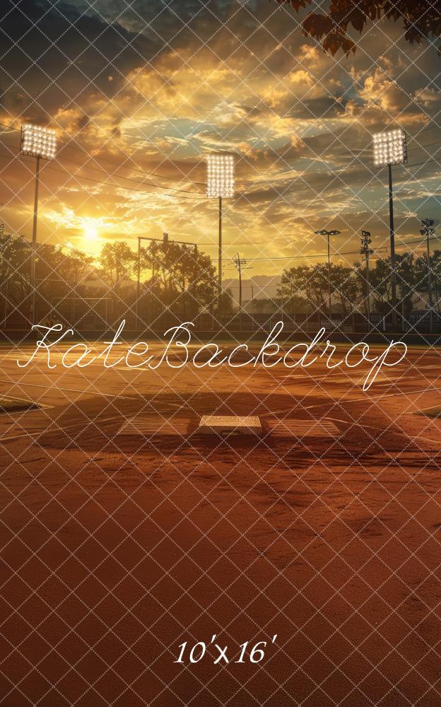 Kate Sweep Mur-à-Sol Coucher de soleil Terrain de Sport Toile de fond conçue par Lidia Redekopp - Kate Backdrop FR