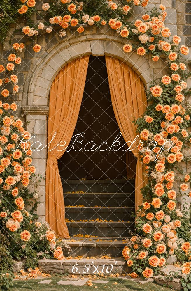 Kate Arche Escaliers Fleurs Jaune Toile de fond conçue par Emetselch - Kate Backdrop FR