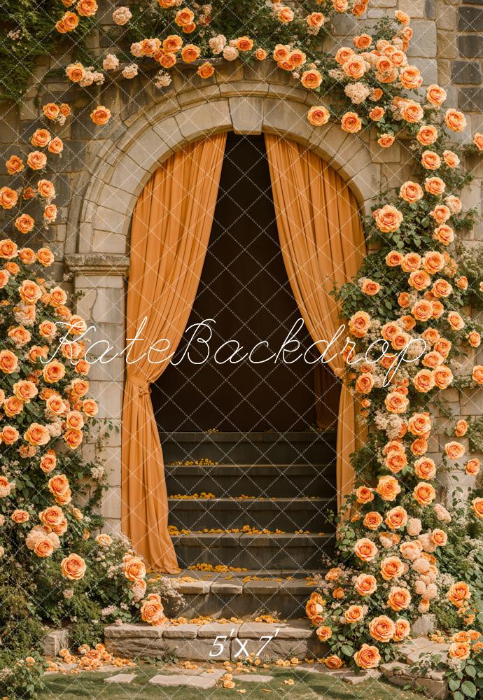 Kate Arche Escaliers Fleurs Jaune Toile de fond conçue par Emetselch - Kate Backdrop FR