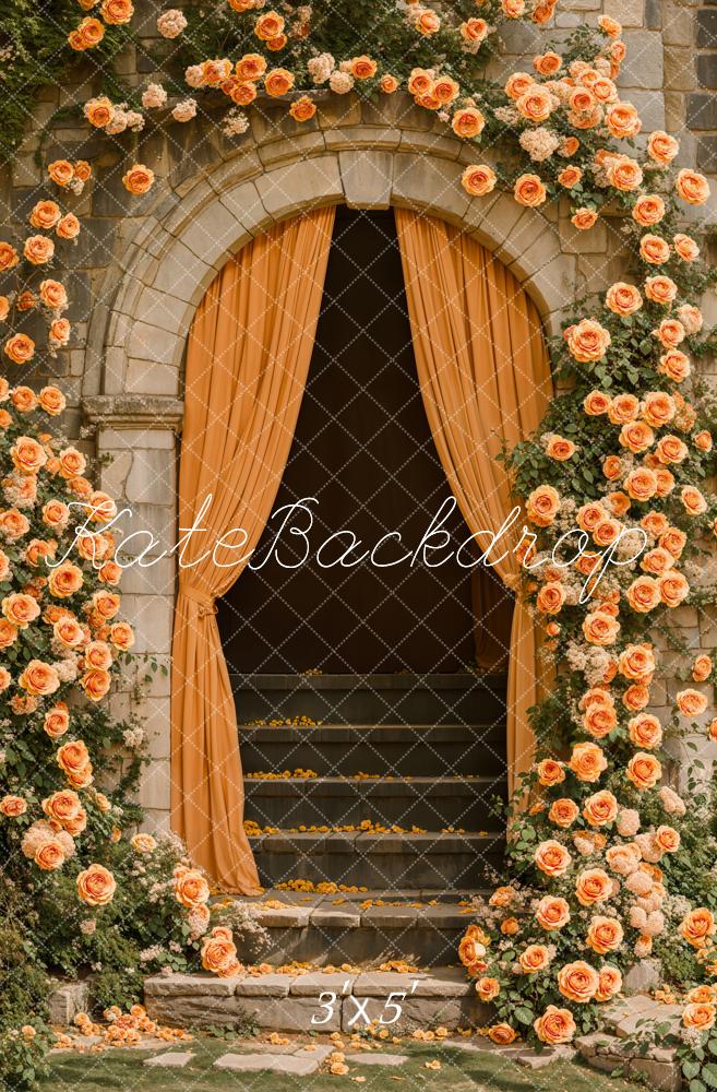 Kate Arche Escaliers Fleurs Jaune Toile de fond conçue par Emetselch - Kate Backdrop FR