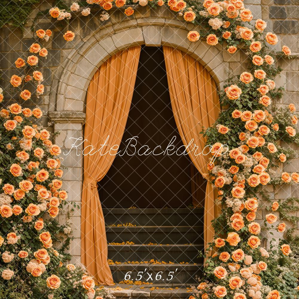 Kate Arche Escaliers Fleurs Jaune Toile de fond conçue par Emetselch - Kate Backdrop FR