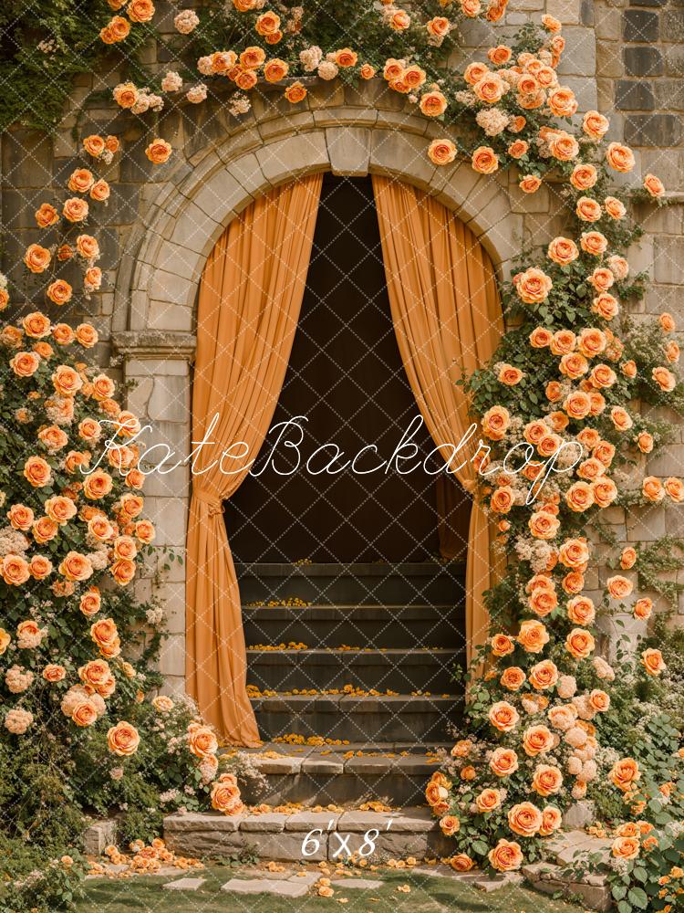 Kate Arche Escaliers Fleurs Jaune Toile de fond conçue par Emetselch - Kate Backdrop FR