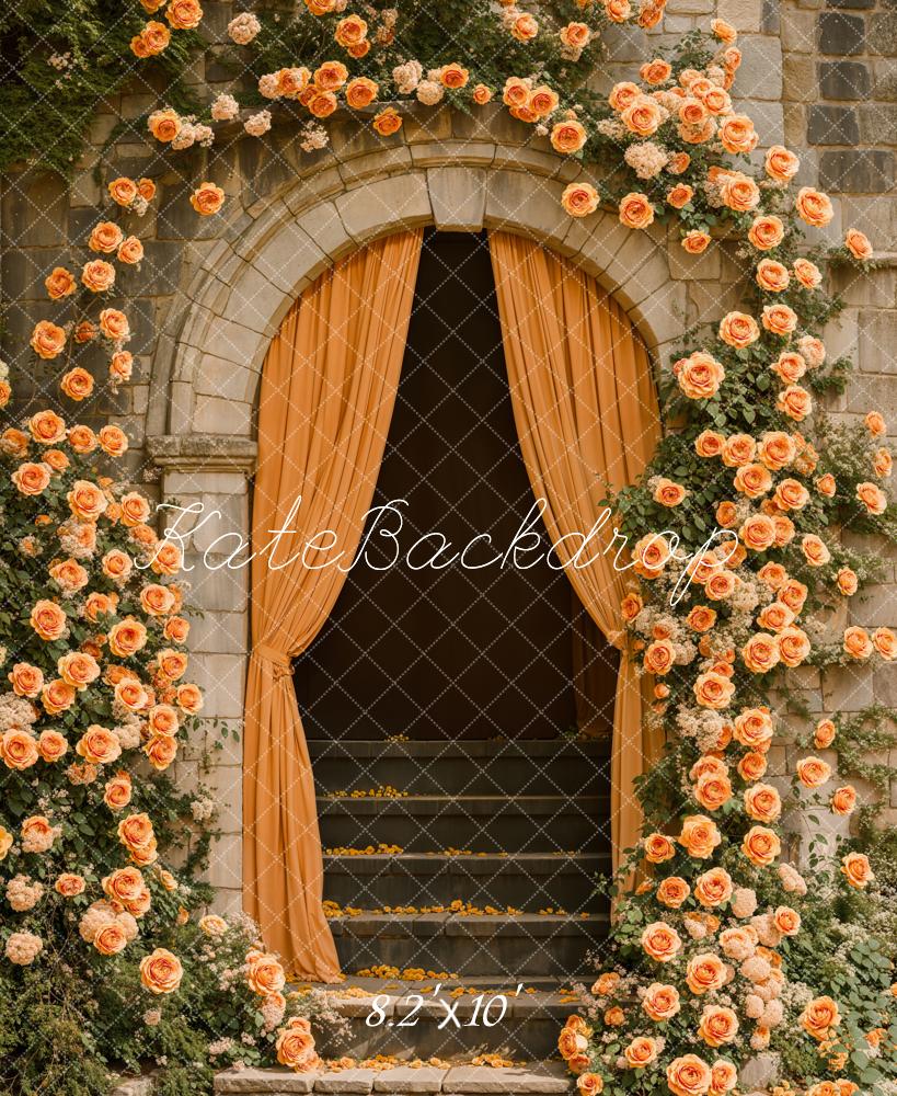 Kate Arche Escaliers Fleurs Jaune Toile de fond conçue par Emetselch - Kate Backdrop FR