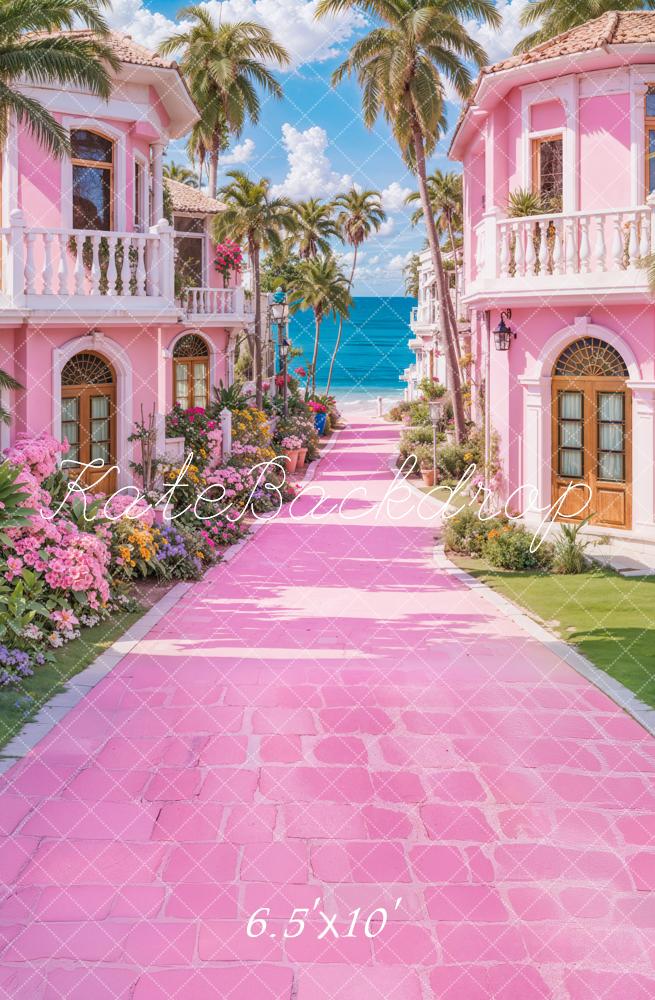 Kate Plage Rose Poupée de mode Villa Toile de fond conçue par Emetselch - Kate Backdrop FR