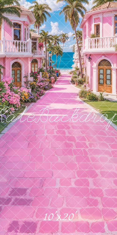 Kate Plage Rose Poupée de mode Villa Toile de fond conçue par Emetselch - Kate Backdrop FR