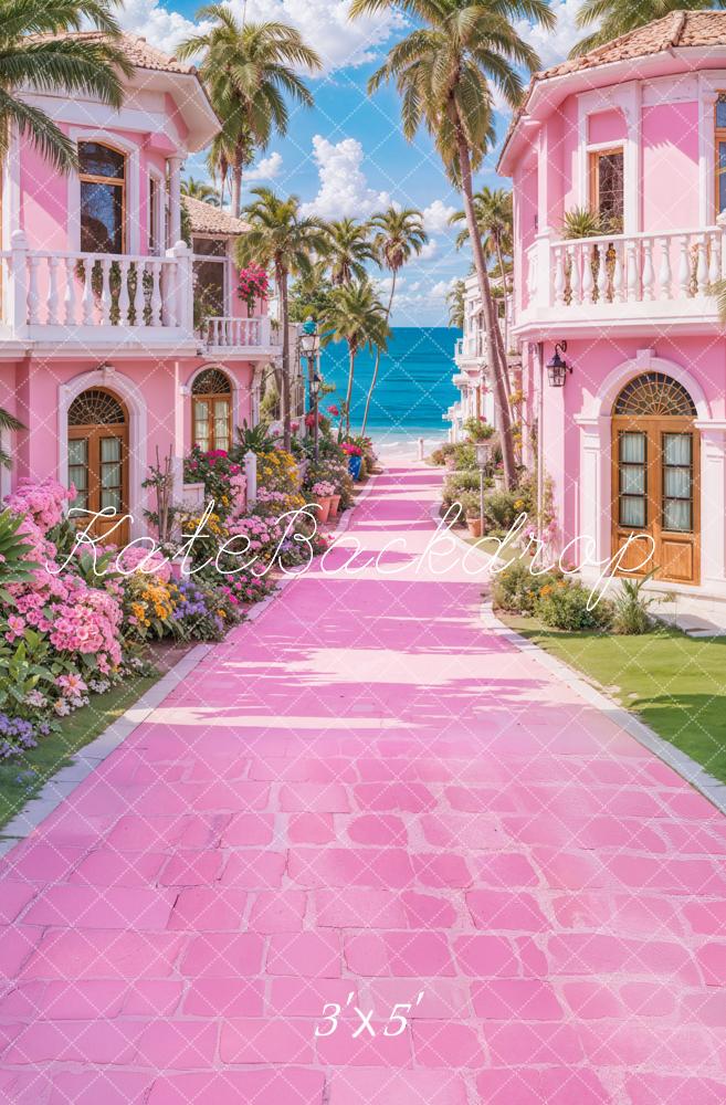 Kate Plage Rose Poupée de mode Villa Toile de fond conçue par Emetselch - Kate Backdrop FR