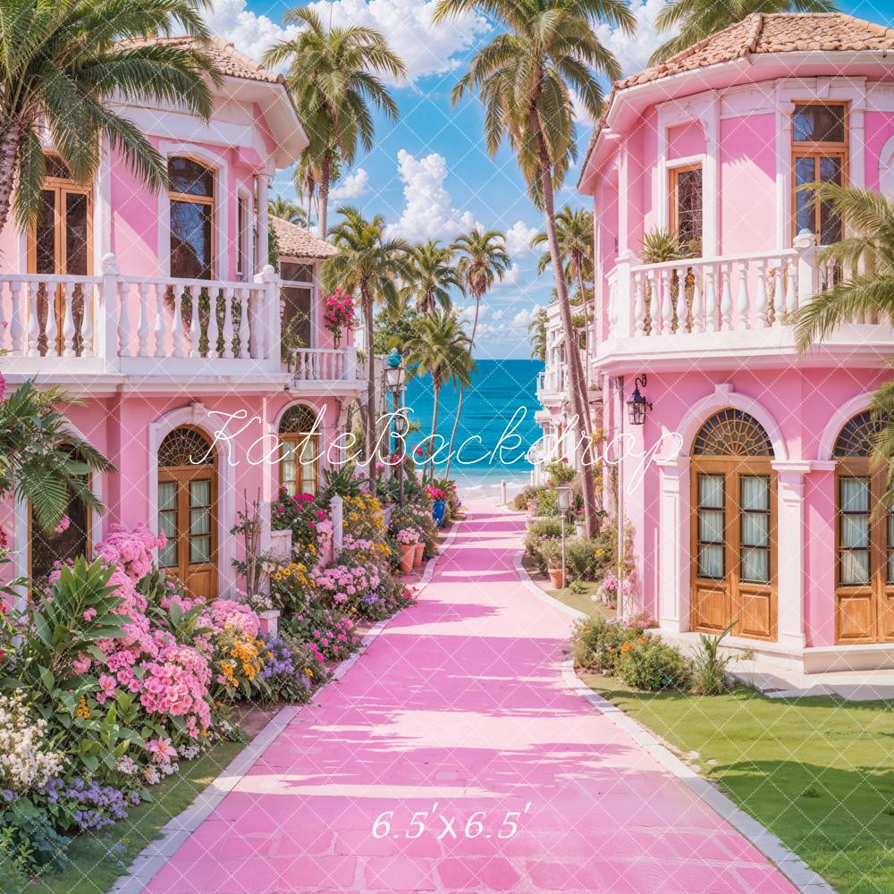 Kate Plage Rose Poupée de mode Villa Toile de fond conçue par Emetselch - Kate Backdrop FR