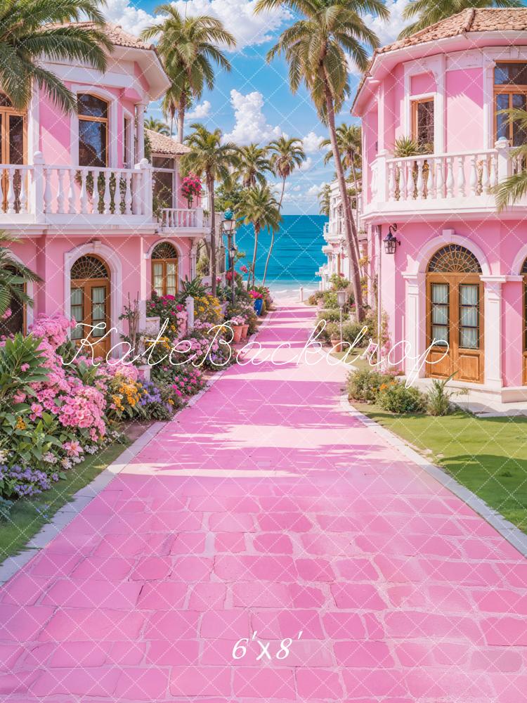 Kate Plage Rose Poupée de mode Villa Toile de fond conçue par Emetselch - Kate Backdrop FR
