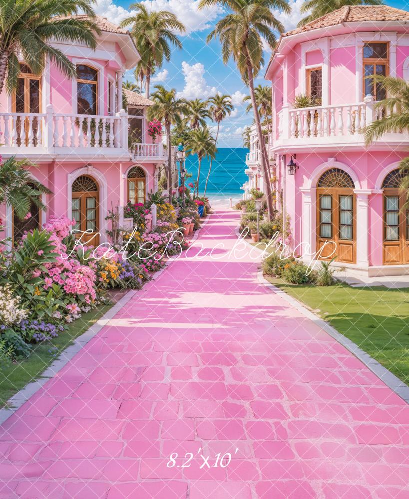 Kate Plage Rose Poupée de mode Villa Toile de fond conçue par Emetselch - Kate Backdrop FR
