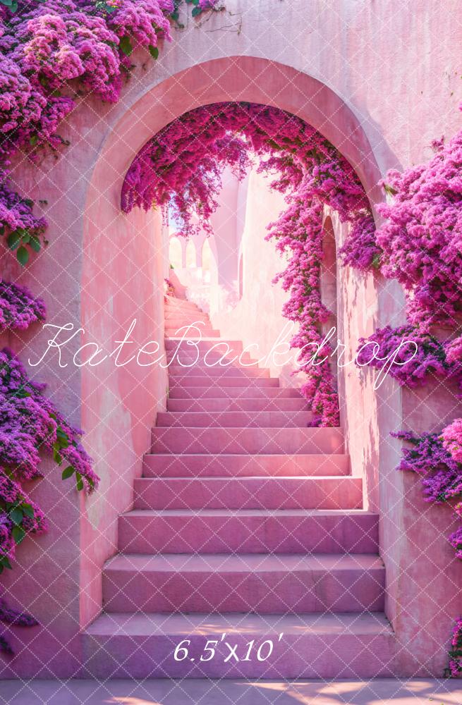 Kate Arche Escalier Fleurs Violet Toile de fond conçue par Emetselch - Kate Backdrop FR