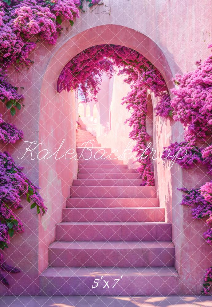 Kate Arche Escalier Fleurs Violet Toile de fond conçue par Emetselch - Kate Backdrop FR