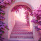 Kate Arche Escalier Fleurs Violet Toile de fond conçue par Emetselch - Kate Backdrop FR