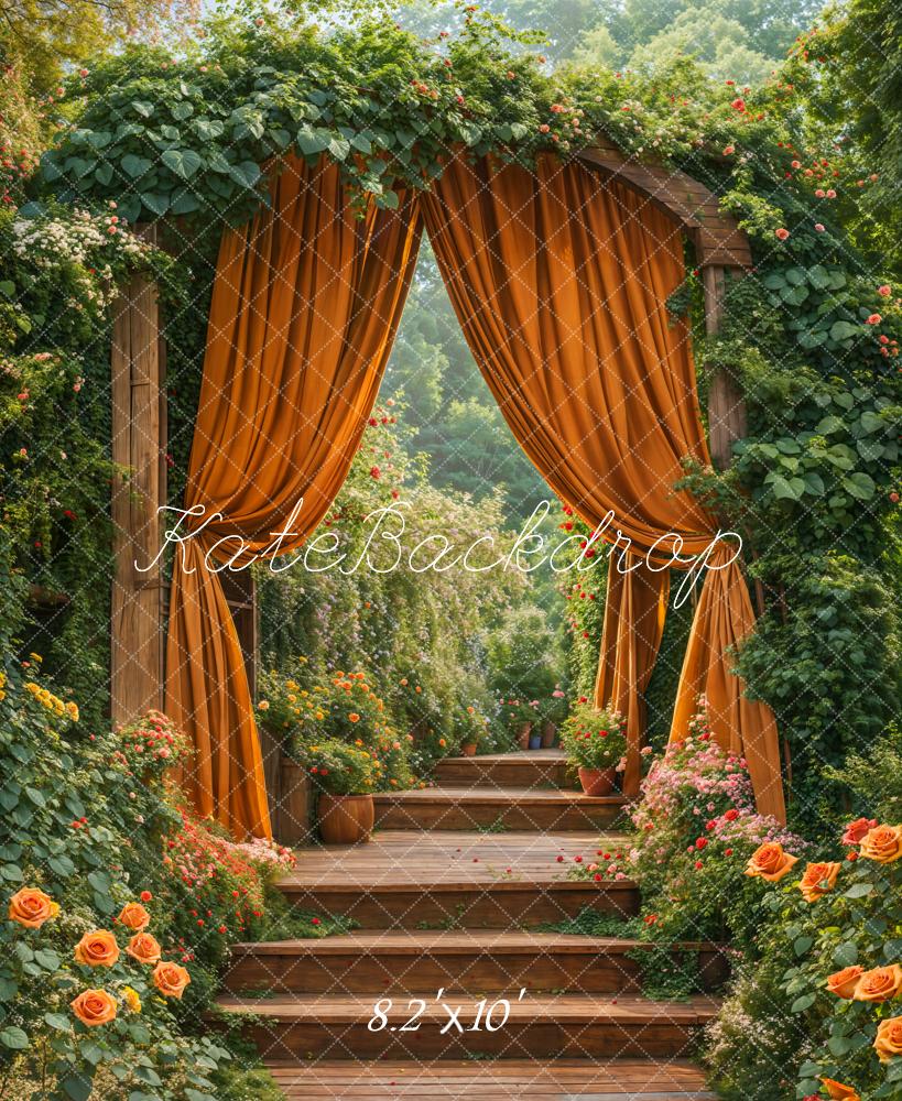 Kate Printemps Arche Escaliers Jardin Toile de fond conçue par Emetselch - Kate Backdrop FR