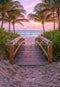 Kate Plage Tropical Pont en bois Palmiers Toile de fond conçue par Chain Photographie - Kate Backdrop FR