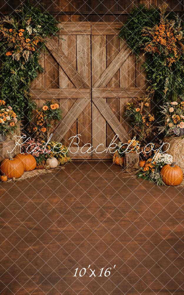 Kate Sweep Mur-à-Sol Automne Grange Porte Citrouilles Toile de fond conçue par Emetselch - Kate Backdrop FR