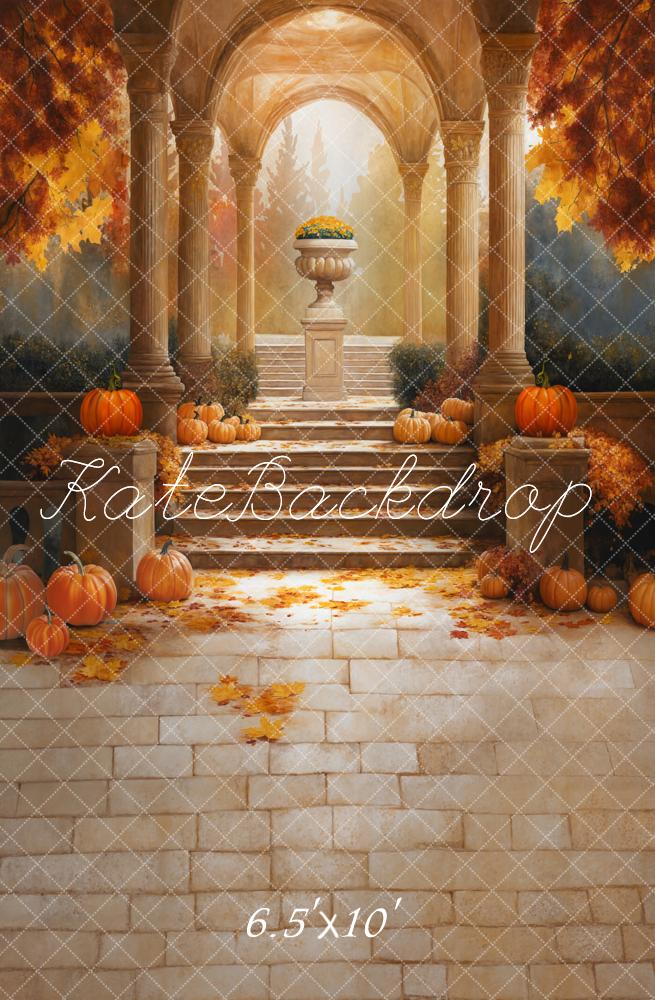Kate Automne Citrouille Escaliers Jaune Toile de fond conçue par Emetselch - Kate Backdrop FR