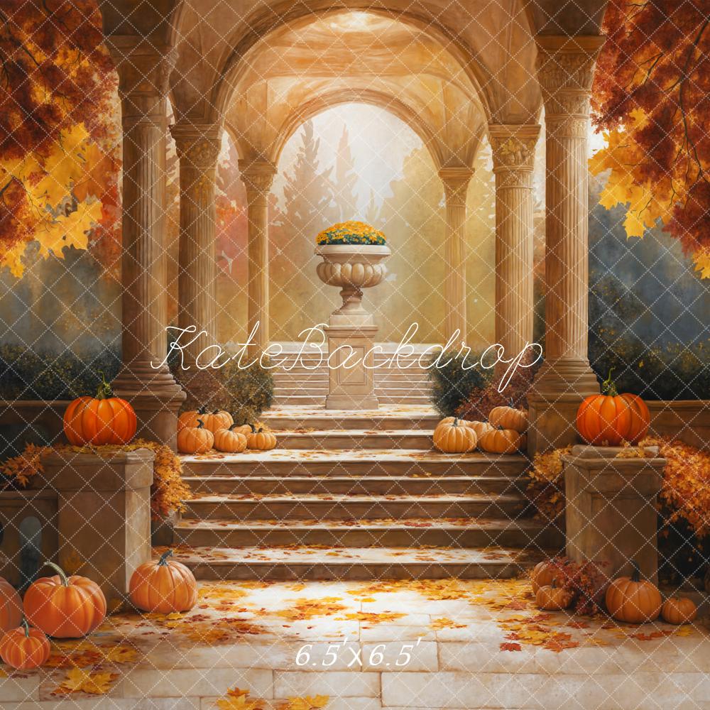 Kate Automne Citrouille Escaliers Jaune Toile de fond conçue par Emetselch - Kate Backdrop FR