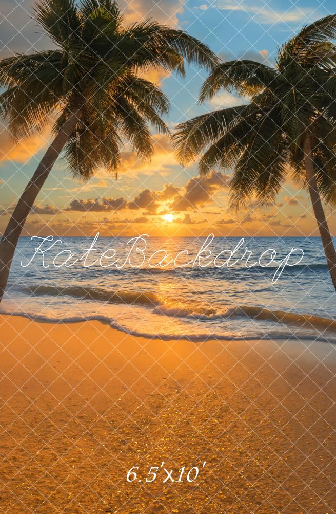 Kate Plage Tropical Coucher de soleil Palmier Toile de fond conçue par Emetselch - Kate Backdrop FR