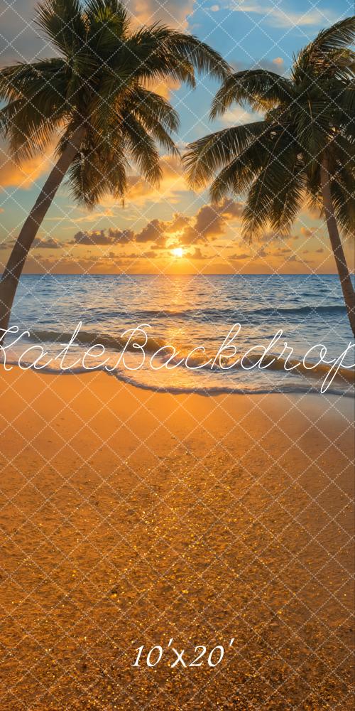 Kate Plage Tropical Coucher de soleil Palmier Toile de fond conçue par Emetselch - Kate Backdrop FR