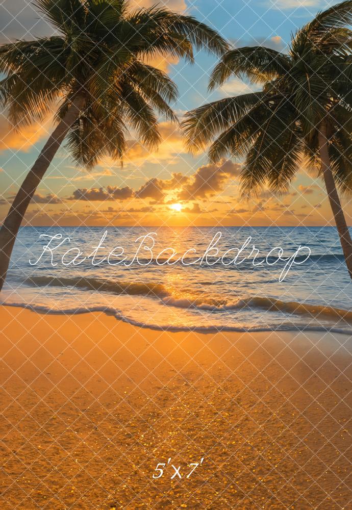 Kate Plage Tropical Coucher de soleil Palmier Toile de fond conçue par Emetselch - Kate Backdrop FR