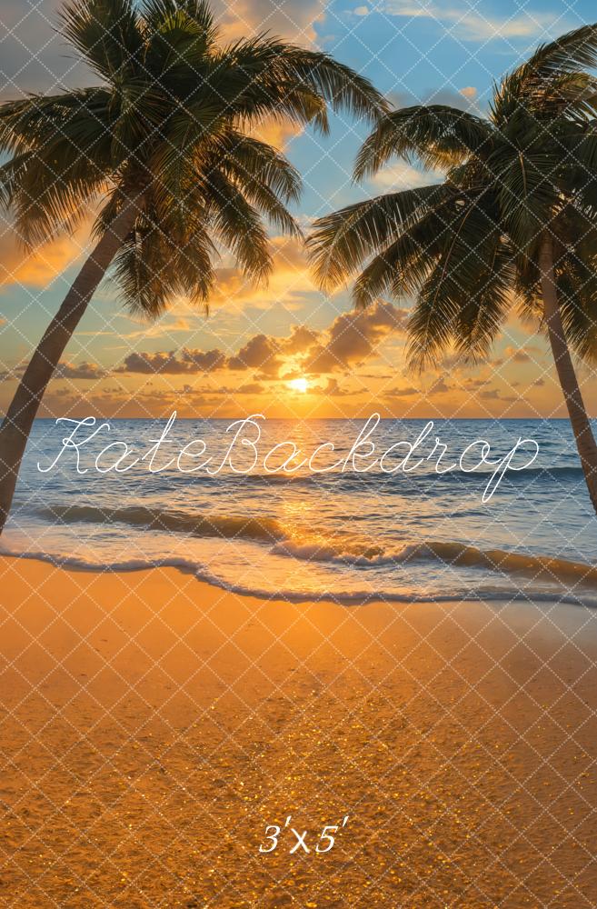 Kate Plage Tropical Coucher de soleil Palmier Toile de fond conçue par Emetselch - Kate Backdrop FR