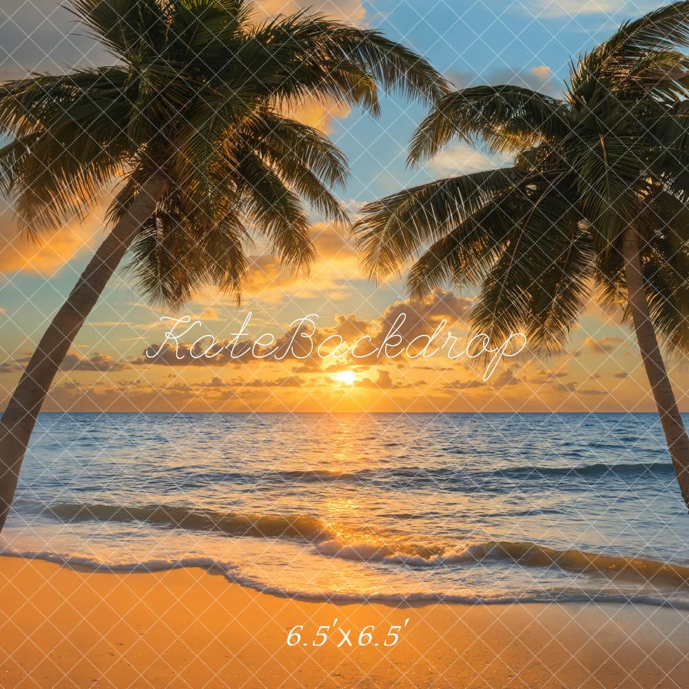 Kate Plage Tropical Coucher de soleil Palmier Toile de fond conçue par Emetselch - Kate Backdrop FR