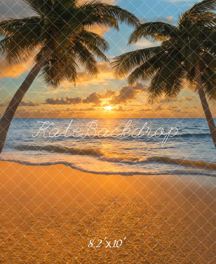 Kate Plage Tropical Coucher de soleil Palmier Toile de fond conçue par Emetselch - Kate Backdrop FR