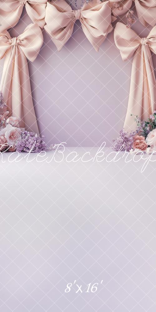 Kate Sweep Mur-à-Sol Nœuds Rose Mur Violet Fleurs Toile de fond conçue par Lidia Redekopp - Kate Backdrop FR