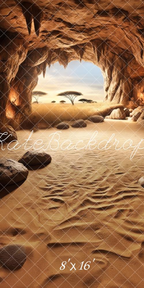 Kate Sweep Mur-à-Sol Grotte Savane Nature Toile de fond conçue par Lidia Redekopp - Kate Backdrop FR