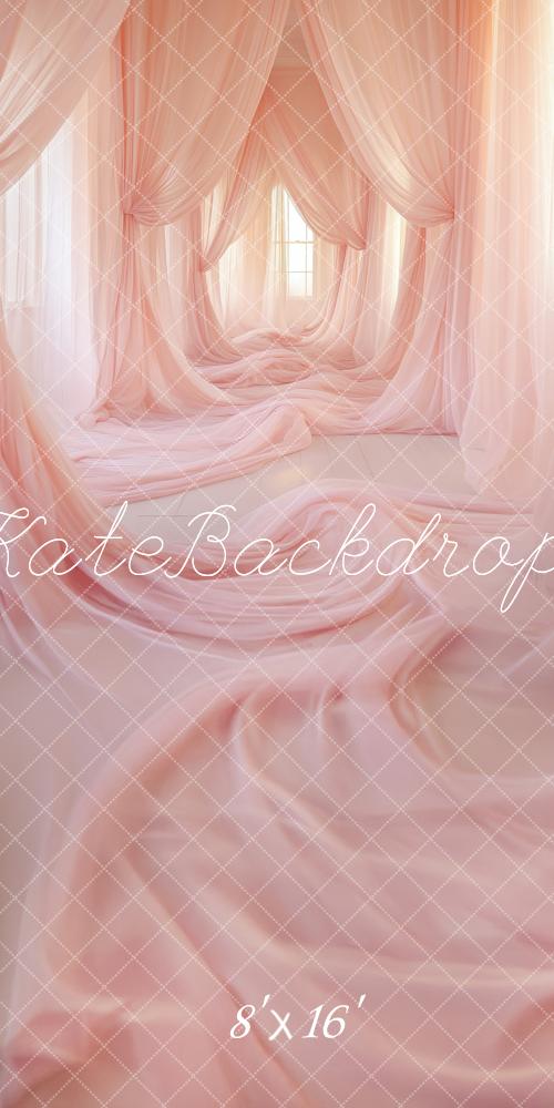 Kate Sweep Mur-à-Sol Rideaux Rose Élégant Toile de fond conçue par Lidia Redekopp - Kate Backdrop FR