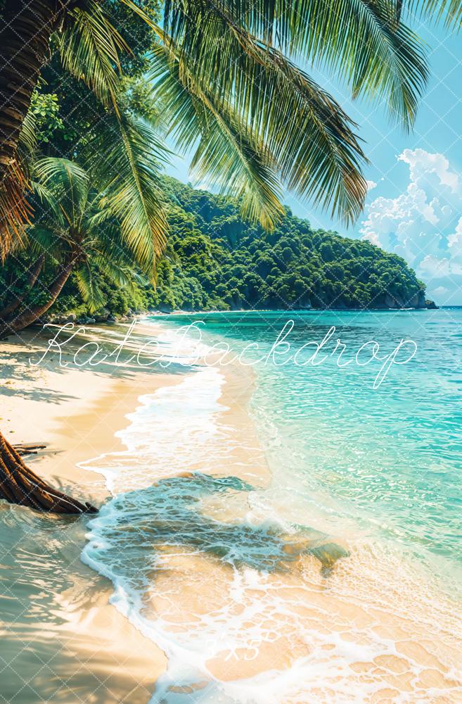 Kate Plage Été Mer Tropical Palmiers Toile de fond conçue par Emetselch - Kate Backdrop FR